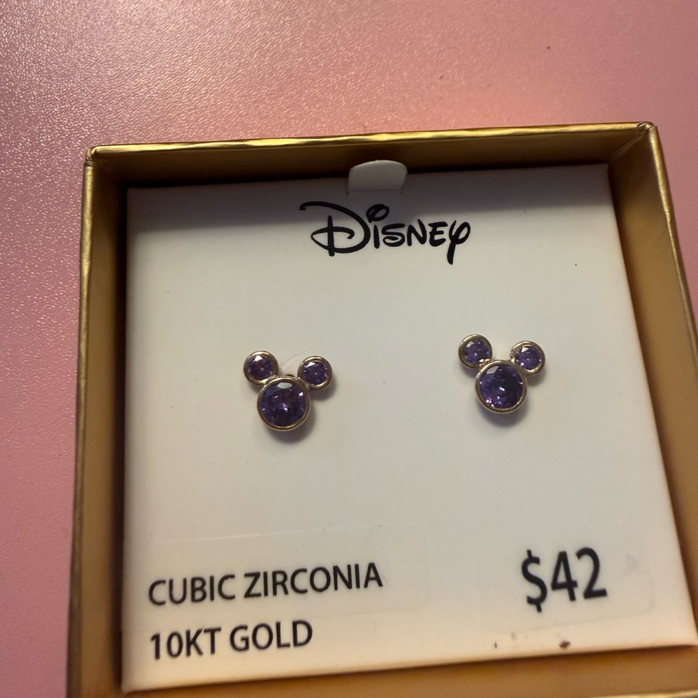Disney Gold and Purple Mickey Mouse Earrings